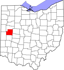 Map of Ohio highlighting Shelby County