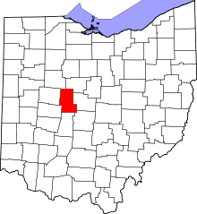 Map of Ohio highlighting Union County
