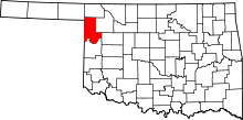 Map of Oklahoma highlighting Ellis County