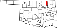 Map of Oklahoma highlighting Washington County
