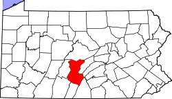 State map highlighting Huntingdon County