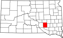 Map of South Dakota highlighting Aurora County