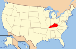 Map of the United States highlighting Kentucky