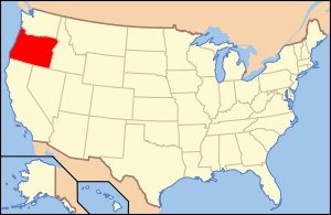 Map of the United States highlighting Oregon