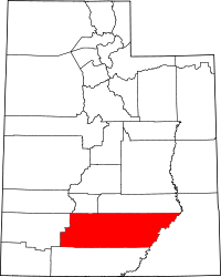 Map of Utah highlighting Garfield County