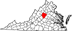 Map of Virginia highlighting Albemarle County