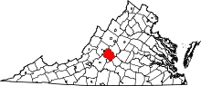 Map of Virginia highlighting Amherst County