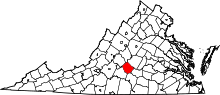 Map of Virginia highlighting Appomattox County