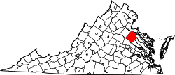 Map of Virginia highlighting Caroline County