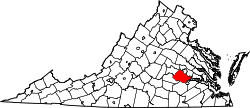 State map highlighting Chesterfield County