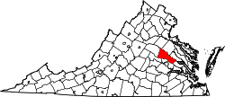 Map of Virginia highlighting Hanover County