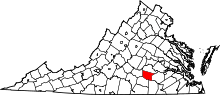 State map highlighting Nottoway County