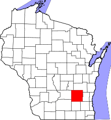 Map of Wisconsin highlighting Dodge County