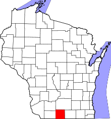 Map of Wisconsin highlighting Green County