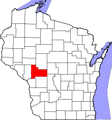 Map of Wisconsin highlighting Jackson County