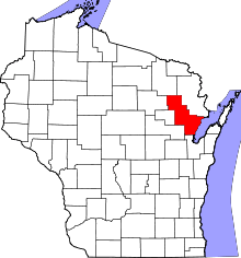 Map of Wisconsin highlighting Oconto County