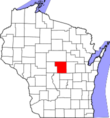 Map of Wisconsin highlighting Portage County