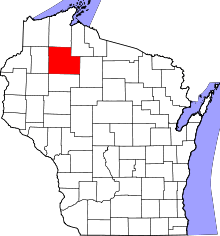 Map of Wisconsin highlighting Sawyer County