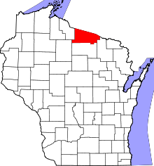 State map highlighting Vilas County