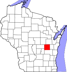 Map of Wisconsin highlighting Winnebago County