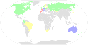 A map of the world showing the amount of riders per nation represented in the race.