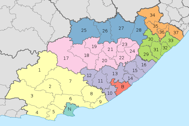 Map of the municipalities in the Eastern Cape