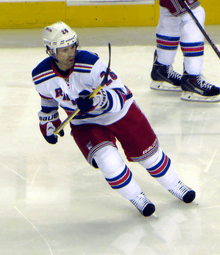 St. Louis turns as he skates across the ice prior to a 2014 game with the Rangers