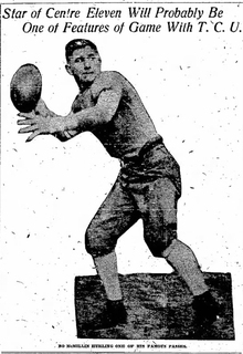 Newspaper clipping of McMillin throwing a football