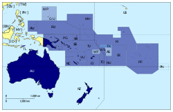 Map indicating members of the Pacific Islands Forum (potential Pacific Union).