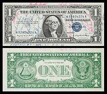 A 1957-A $1 Silver certificate short-snorter flown on Freedom 7 by Alan Shepard.