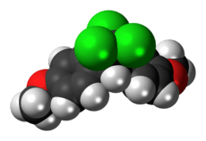 Ball-and-stick model of the methoxychlor molecule