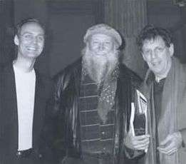 Michael Harrison, Terry Riley and Philip Glass at the Quattro Pianoforti Festival in Rome, November 1999