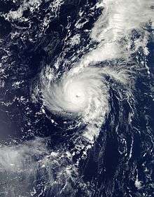 Satellite imagery of a hurricane near its peak intensity as a major hurricane