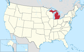 Map of the United States with Michigan highlighted
