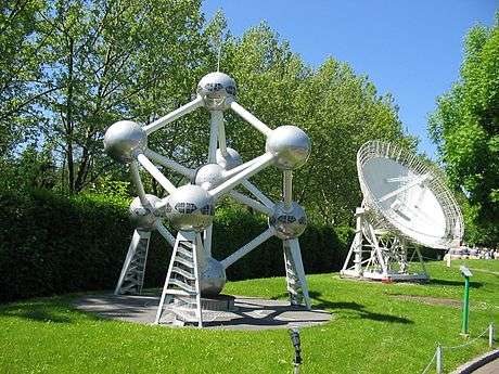 A model of the Atomium at Minimundus in Austria.