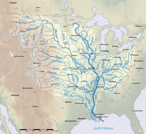 The Mississippi drainage basin includes the two longest main-stem rivers in the U.S. (the Missouri and the Mississippi) as well as 18 more of the rivers on this list.