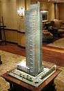 Silver model of tall building