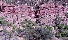 Cliff with reddish rock