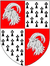 Arms of Morton: Quarterly 1st & 4th: Gules, a goat's head erased armed argent; 2nd & 3rd: Ermine