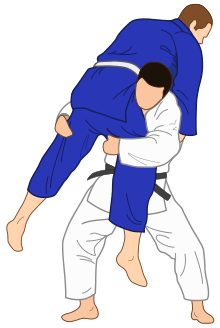 Illustration of a Morote-gari (double leg takedown) in Judo