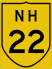 National Highway 22 marker
