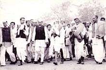 Mool Chand Jain Marching with Acharya Vinoba Bhave.