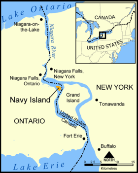 Map showing location of Navy Island