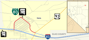 Nevada State Route 223 circles much of the city of Wells between its two exits from I-80.