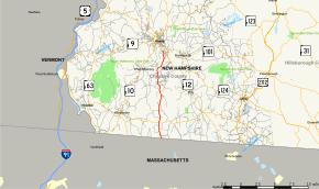 Map of New Hampshire Route 32
