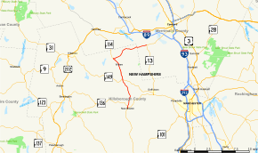 Map of New Hampshire Route 77