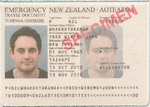 New Zealand Emergency Travel Document biodata page
