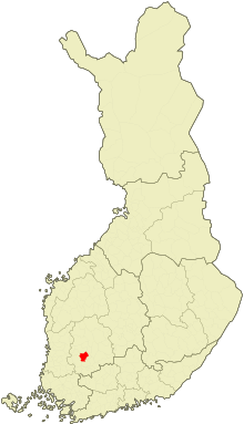 map of Finland with Nokia Finland in red, located in the southwest part of the country