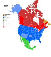 Map showing Non-Native American Nations Control over N America c. 1896