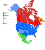 Map showing Non-Native American Nations Control over N America c. 1903